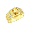 thumbnail image 3 of RYLOS Men's Rings 14K Yellow Gold Designer Nugget Ring Oval 9X7MM Gemstone & Diamonds  Citrine November Birthstone Rings For Man Size 9, 3 of 7