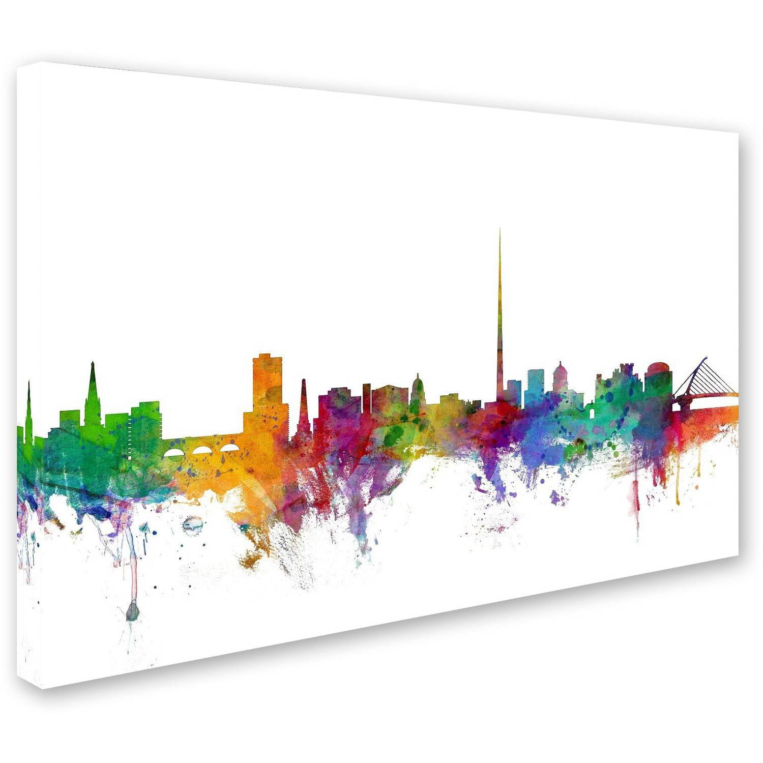 Trademark Fine Art "Dublin Ireland Skyline" Canvas Art by Michael Tompsett