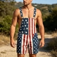 thumbnail image 2 of FUZHIQ Bib Overalls for Men Adjustable Straps Shorts Jumpsuit American Flag Printed Romper with Pockets for Independence Day Festival Daily Wear, 2 of 4