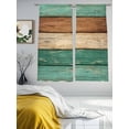 thumbnail image 3 of Farmhouse Teal Brown Sheer Curtains 63 Inch Length 2 Panels Set Window Treatments, Vintage Wooden Striped Rod Pocket Semi Curtains for Living Room/Bedroom/Kitchen Décor, 104"W x 63"L, 3 of 7