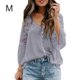 thumbnail image 1 of Sonducket Camisa de mujer con cuello en V Camisa de encaje Blusa en V Color sólido Botón de manga larga Top Prendas para la parte del cuerpo gris púrpura M, 1 of 6