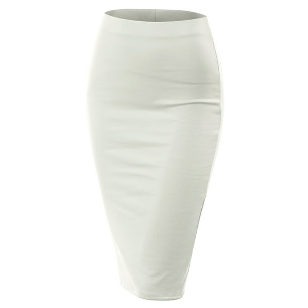Doublju Women's Stretchy Midi Pencil Skirts (Plus Size Available ...