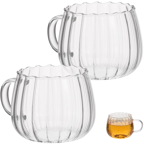 BESTONZON Glass Tea Mugs Glass Mugs Transparent 2Pcs