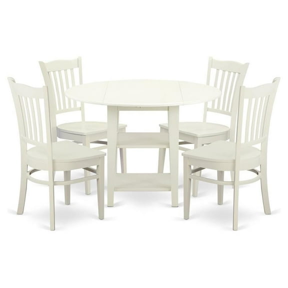 Atlin Designs 5-piece Dining Set with Wood Seat in Linen White