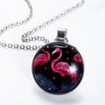 thumbnail image 2 of Flamingo Glass Circular Pendant Necklace - Stylish Jewelry Statement Piece, 2 of 5