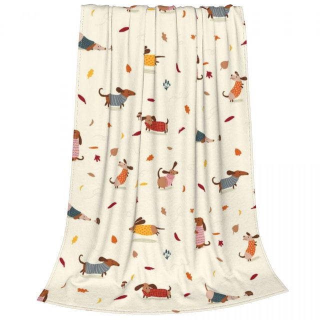 Dachshund In Sweaters Pattern Blankets Fleece Printed Cute Portable Soft Throw Blanket for Bed Office Quilt Dog Flannel Blanket