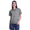 thumbnail image 1 of Moomaya T-shirt à Manches Courtes Imprimé pour Femme Col Boutonné Haut Décontracté, 1 of 5