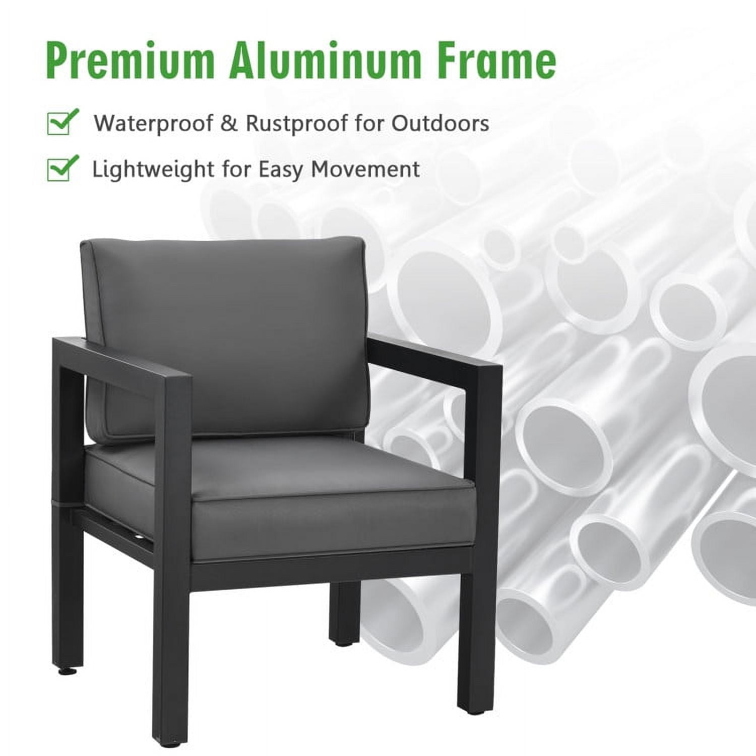 Aimee Lii 4 Pieces Outdoor Patio Furniture Set for Backyard and Poolside, Patio Conversation Sets, Gray Aimee Lii 4 Pieces Outdoor Patio Furniture Set for Backyard and Poolside, Patio Conversation Sets, Gray