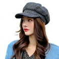 thumbnail image 3 of SikaFu Women Autumn Winter Hat Cap for Women Ladies Plaid Vintage Octagonal Mewsboy Cap Female Wool Beret Hat Retro Women Berets, 3 of 6
