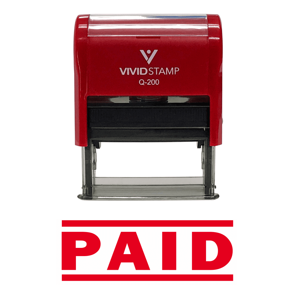 PAID Self Inking Rubber Stamp (Red) Medium