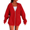 thumbnail image 2 of Resicozy Full Zip Hoodies for Women Oversized Long Sleeve Hooded Sweatshirts Trendy 2026 Casual Fashion Hoodie with Pockets Red S, 2 of 6