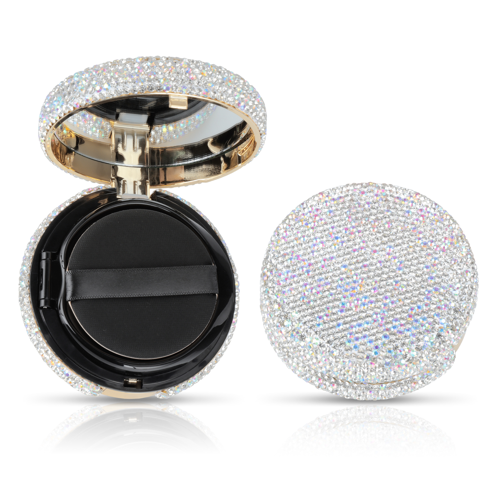 Makeup Powder Empty Box with Bling Diamond Loose Powder Compact Empty