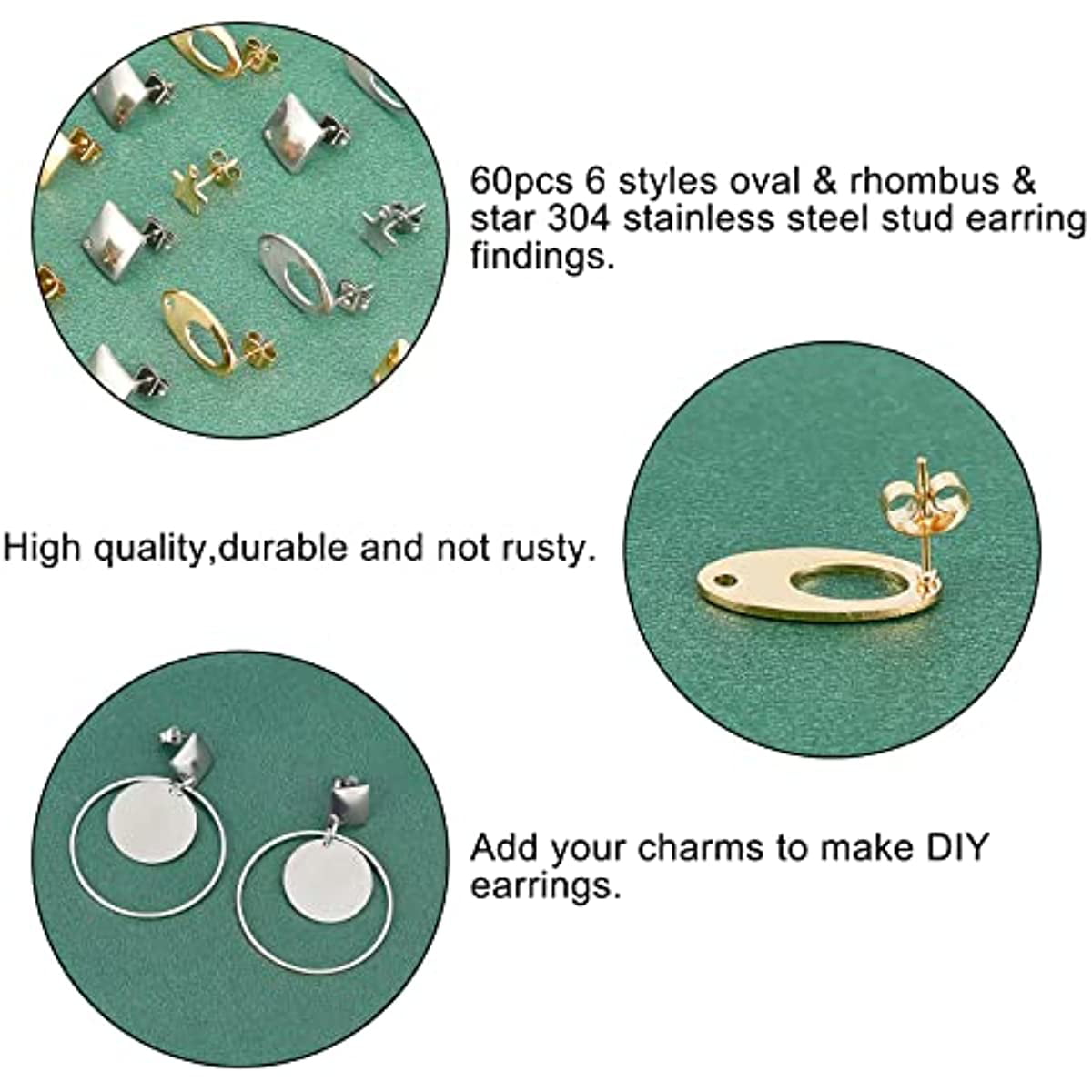 NOBRAND 40pcs 21mm 2 Colors 304 Stainless Steel Round Leverback Earrings Findings with Pearl Peg Bails French Earring Hooks, Adult Unisex, Size: One