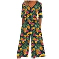 thumbnail image 2 of YTCAMLO Short Sleeve Rompers for Women Summer Beach Fashion Baggy Boho Printing One Piece Jumpsuits Wide Leg Summer Outfits, Yellow XL, 2 of 5