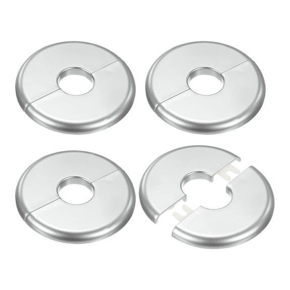 4-Pack Wall Split Flange, for 0.8 Inch/20mm OD Pipe ABS Escutcheon Plate Round Plumbing Cover Plates [Silver Tone]