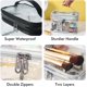 thumbnail image 3 of Bolsa de maquillaje transparente, bolsa de aseo de viaje para mujer, bolsa de cosméticos impermeable, bolsa de maquillaje bonita, bolsa de maquillaje rosa de viaje de doble capa, 3 of 7