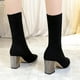 thumbnail image 2 of 1 par de botas de calcetín con punta puntiaguda Zapatos de tacón alto grueso para mujer para otoño invierno, 2 of 6