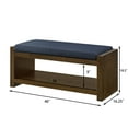 thumbnail image 7 of Knubmt Upholstered Removable Padded Seat Bench with Lower Shelf, 40" Wood Frame Cushion Bench for Living Room, Bedroom, Navy Blue, 7 of 7