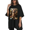 thumbnail image 4 of Plus Size Shirt for Women Black Tops for Women Oversized Short Sleeves Shirt for Women Easter T Shirt Crewneck Shirt for Women L, 4 of 5
