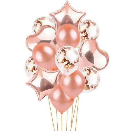 14 pcs/pack Inflatable Ball Toy Birthday Wedding Balloon Toy Cartoon Children Party Toy Rose Gold