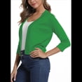 thumbnail image 3 of Cárdigan Corto de 3/4 para Mujer, Elegante, Color Verde, Talla XL, 3 of 7