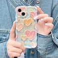 thumbnail image 2 of Case for iPhone 13 Pro Max,Cute Iridescent Hearts Retro Oil Painting Laser Curly Wave Edge Glitter Case,Shockproof Camera Protective TPU Slim Case,for iPhone 13 Pro Max Case 6.7 inches-Green, 2 of 10