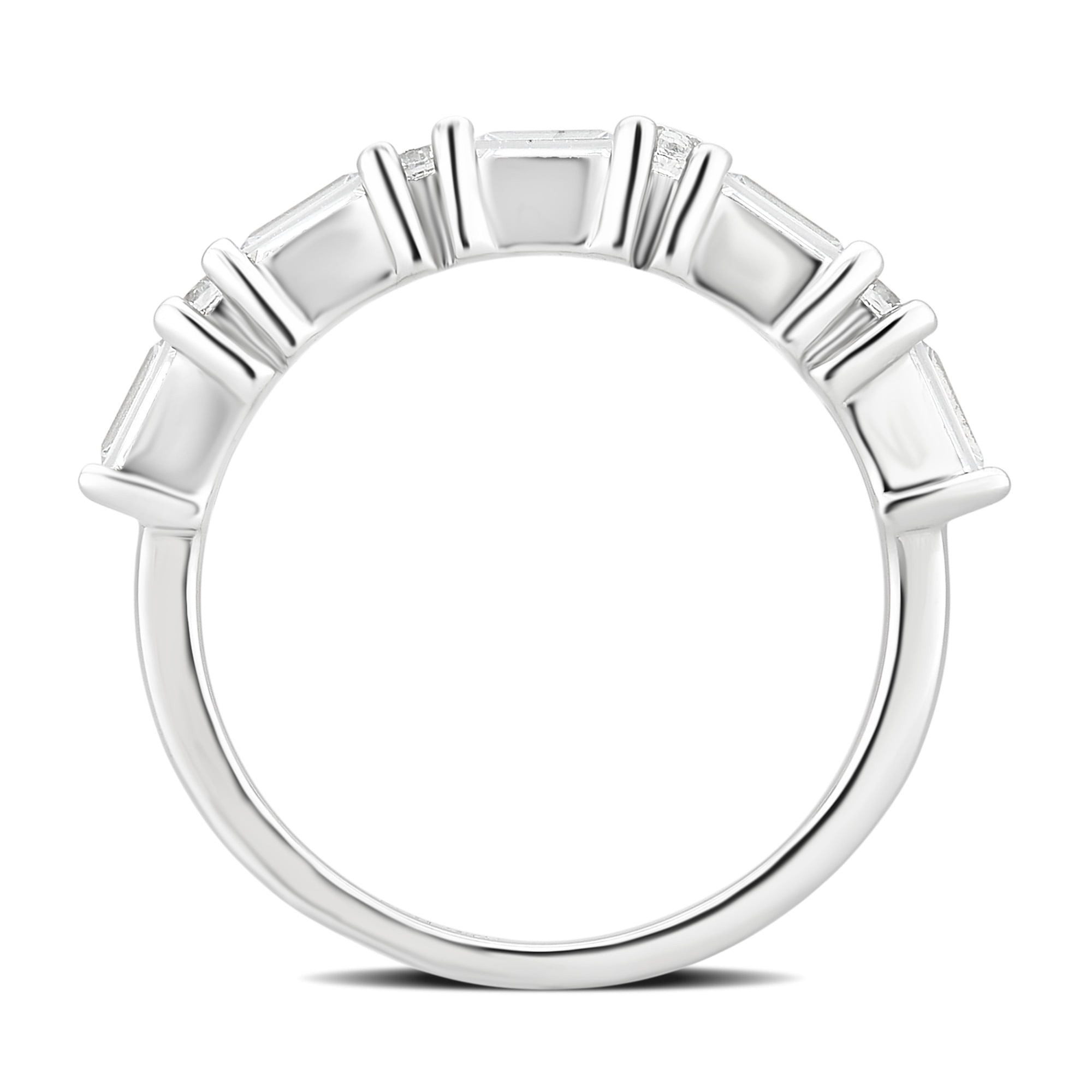 Arista 1 1/5 Carat T.W. Round & Baguette White Cubic Zirconia Women's Wedding Ring in Sterling Silver