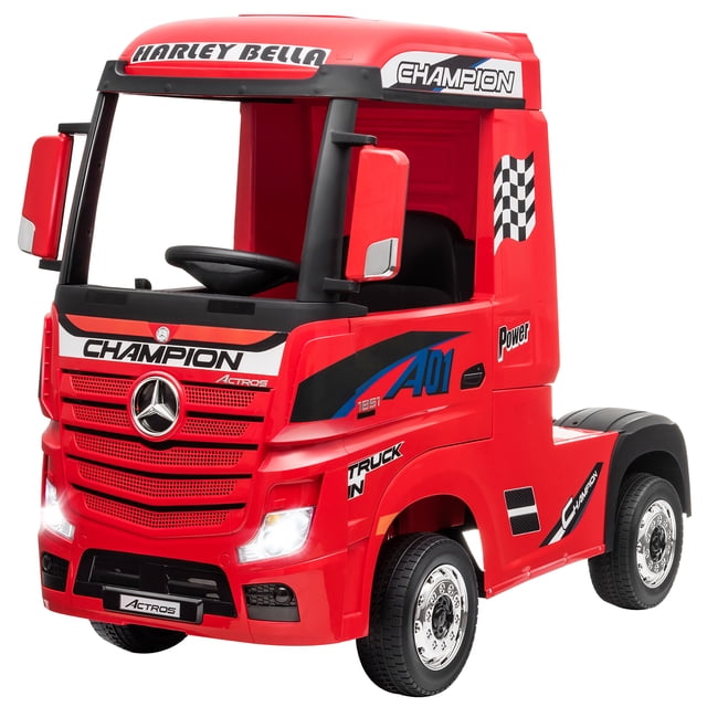Costway 12V Mercedes Benz Actros Electric Kids Ride on Truck w/Remote Control&MP3 Red