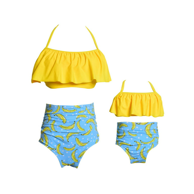 Family Matching Swimwear Mother Daughter Women Kids Girl Bikini Set  Beachwear Bathing Suit Swimsuits Swim Top+Briefs Beachwear Push-Up Padded  Bra