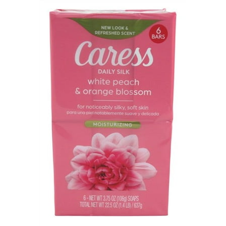 Caress Daily Silk Soap Bars, White Peach And Silky Orange Blossom - 4 Oz, 6 Ea