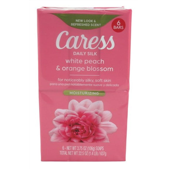 Caress Daily Silk Soap Bars, White Peach And Silky Orange Blossom - 4 Oz, 6 Ea