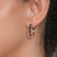 thumbnail image 3 of Gem Stone King 925 Sterling Silver Red Rhodolite Garnet and Blue Sapphire Hoop Earrings for Women (4.05 Cttw, Round 4MM and 1.9MM, Gemstone Birthstone 1 inch Diameter), 3 of 4