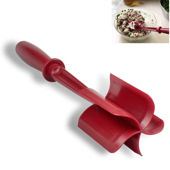 Ground Meat Chopper Utensil, Potato Masher Plastic, Mix and Chop Spatula Red