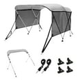thumbnail image 5 of KFFKFF 3 Bow Bimini Boat Top, Removable Mesh Sides, Durable 600D Polyester Shade, 1" Aluminum Frame, Comes with Storage Case, Support Poles & Straps, Dimensions: 6'L x 46"H x 67"-72"W, Light Grey, 5 of 9