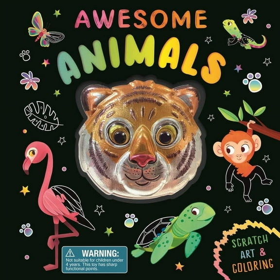 Awesome Animals: Scratch Art & Coloring, (Board Book)