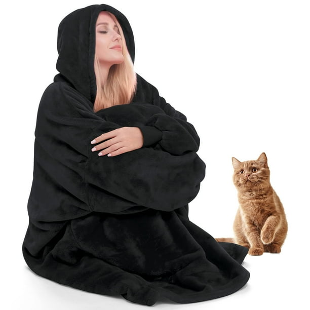 Manta con capucha con mangas y capucha para mujer, manta con capucha para mujer, manta de franela súper suave y cálida con mangas, manta con capucha de gran tamaño como regalo para hombres