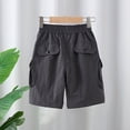 thumbnail image 6 of Kids Cargo Shorts with Elastic Waist for Boys, Lightweight Durable Polyester Play & Outdoor Shorts, Kids to Big Kids 2-14 Years, Charcoal Gray,Size 9-10 T, 6 of 9