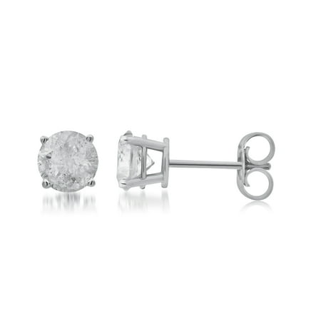 1 Carat T.W. Round White Diamond Sterling Silver Stud Earrings