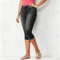 thumbnail image 2 of Daznico Women's High Waist Stretch Denim Fit Side Slit Hem Capri Jeans Breathable Casual Everyday Trousers,L, 2 of 4