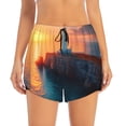 thumbnail image 2 of Salouo Lighthouse At Sunset Coast Print Women's 2 in 1 Running Shorts Double-Layer Shorts Athletic Workout Gym Yoga Shorts Running Shorts for Women-Large, 2 of 7
