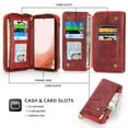thumbnail image 3 of SaniMore Case for Samsung Galaxy S24 Plus, [Crossbody Lanyard & Wrist Strap] 2 in 1 Zipper Wallet Case [Detachable] Card Holders Cash Pocket] Shockproof Anti-fall Cover, Red, 3 of 9
