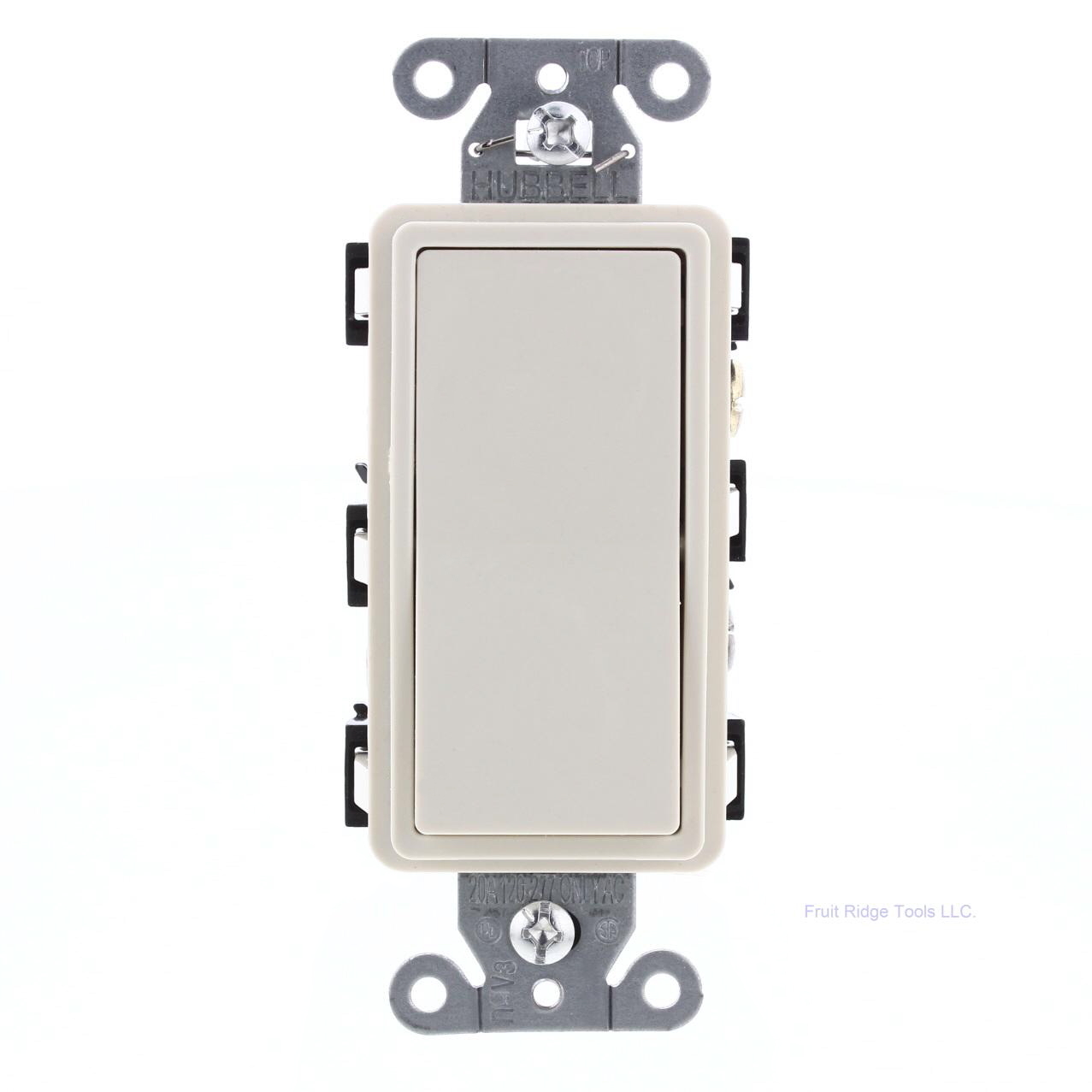 Hubbell Light Almond Decorator Quiet Rocker 4Way Wall Light Switch 15A