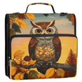 thumbnail image 2 of Haosy 3 Ring Zipper Binder with Shoulder Strap Waterproof Trapper Keeper 2 Inch D-Ring 500 Sheets Capacity, Cute Owl with Autumn Leaves, 2 of 8