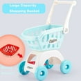 thumbnail image 4 of 19" Big 2-Layer Kids Toy Shopping Cart W/Sliceable Fruit Kits Toys for Girls 3-6 Years Boys, Pretend Play Shopping Grocery Wagon Play Set Gifts to Toddlers, 20Pcs Clear Blue, 4 of 6