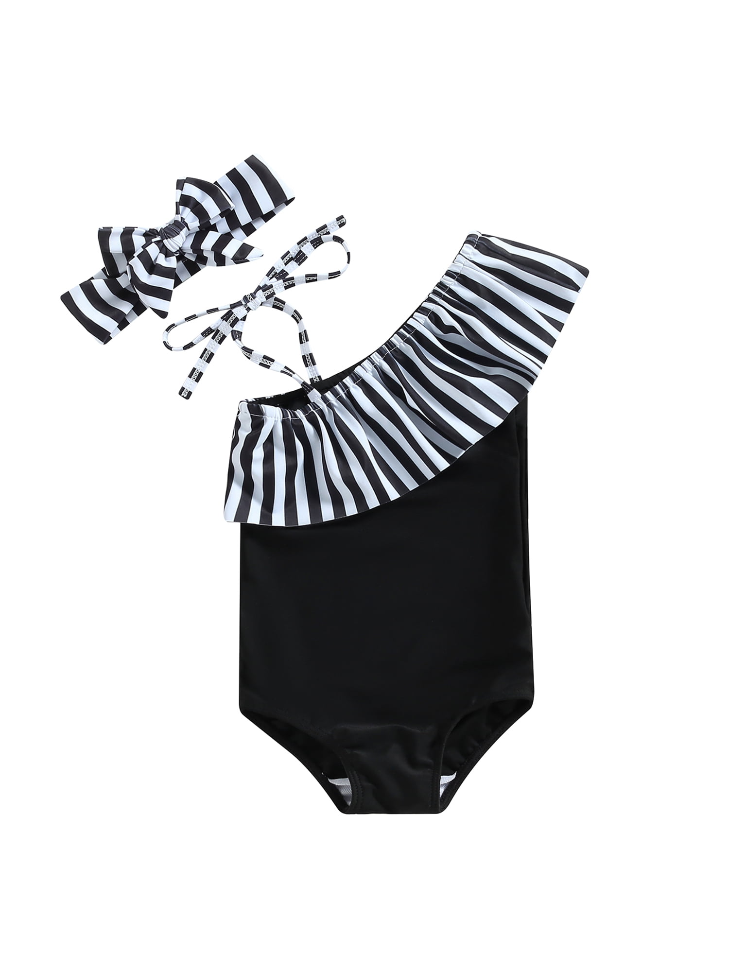 IZhansean Toddler Baby Girl Swim Bikini Summer One Shoulder Striped One ...