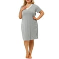 thumbnail image 2 of Unique Bargains Women's Plus Size Nightgown V Neck Pajama Sleepwear Dress, 2 of 7