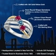 thumbnail image 2 of Gem Stone King 925 Silver and 10K Yellow Gold Red Created Ruby and Persian Blue Moissanite and Lab Grown Diamond Engagement Ring for Women | 0.88 Cttw | Round 4MM | July Birthstone | Size 5, 2 of 6
