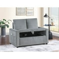 thumbnail image 4 of Lilola Home Oswin 45"W Gray Corduroy Loveseat with Storage, Side Pocket, 4 of 6