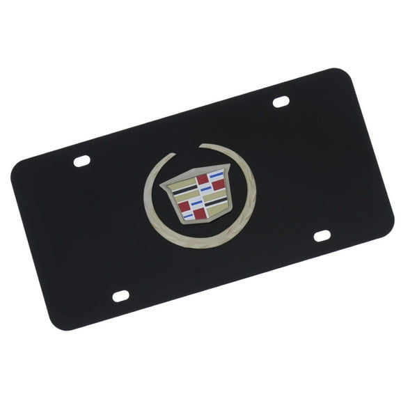 Cadillac New Logo License Plate (Chrome on Black)
