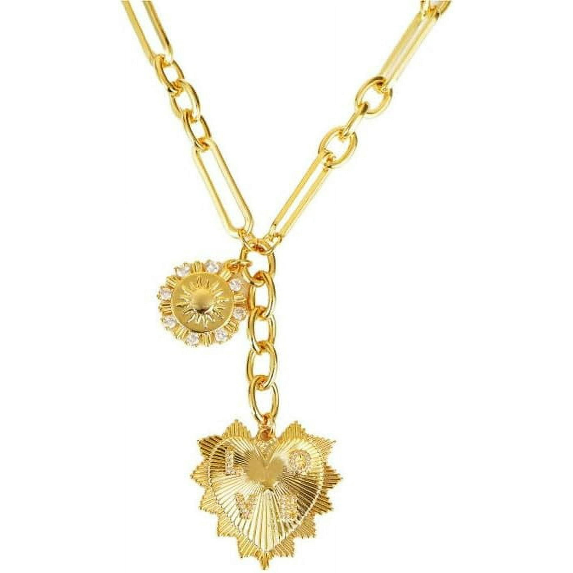 Queilt Heart Necklaces for Women 18K Gold plated Sun Pendant Necklace Chunky Gold Heart Chain Aesthetic Jewelry Accessories Walmart